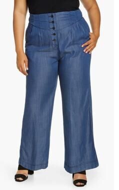 NWT Standards & Practices Wide Leg Pants Womens 3X Blue Pull On High Rise